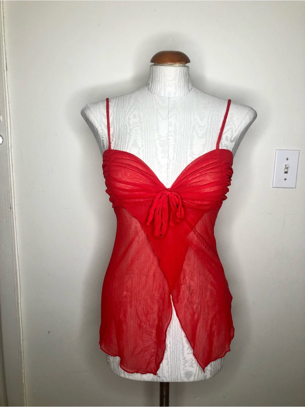Red Babydoll Chemise with Tie Front